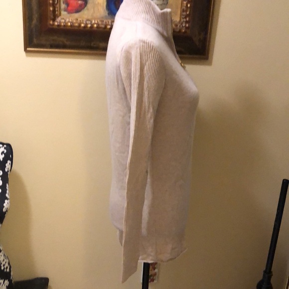 💛 Tory Burch soft wool cashmere blend ribbed partial zipper logo pull tunic - Picture 3 of 12